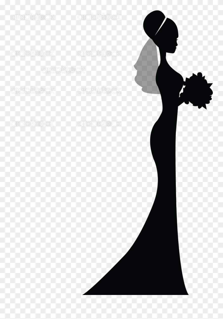 Silhouette Bridegroom Bridesmaid Wedding - Bride Silhouette Wedding Png Clipart