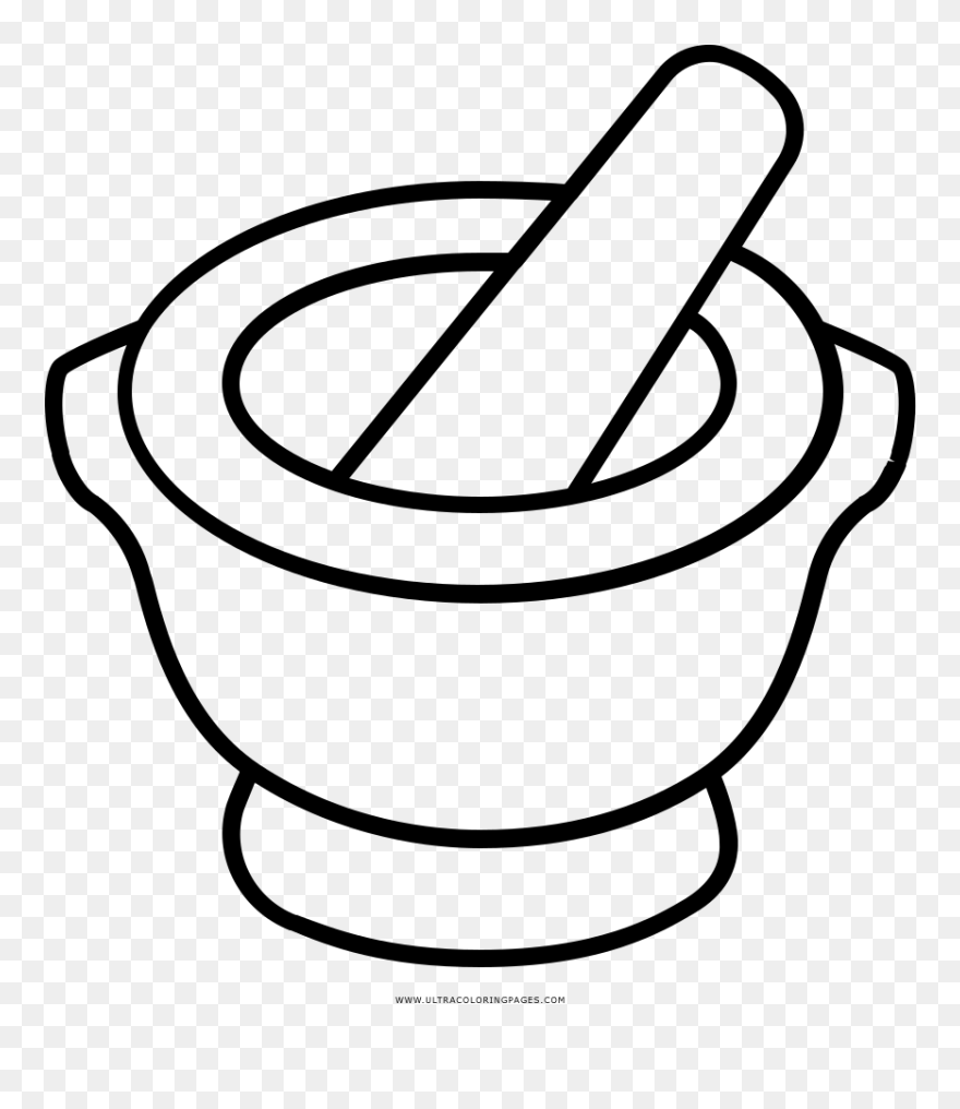 Mortar And Pestle Coloring Page - Mortar Line Drawing Clipart