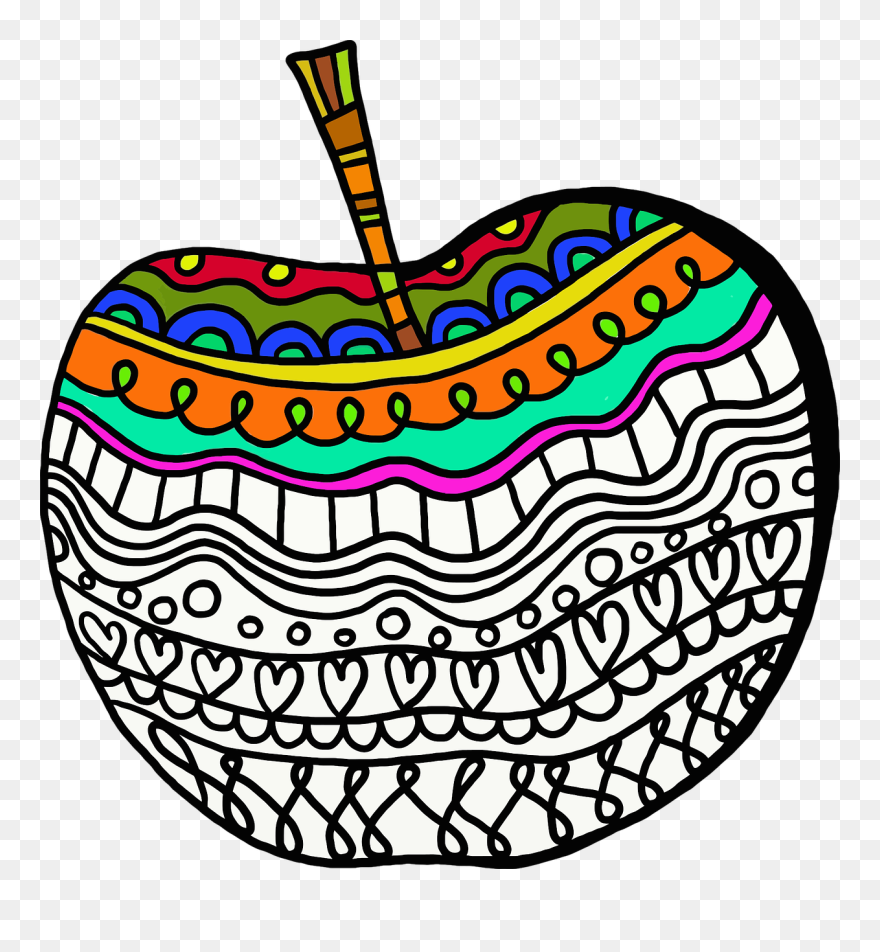 Apple Folk Art Clipart