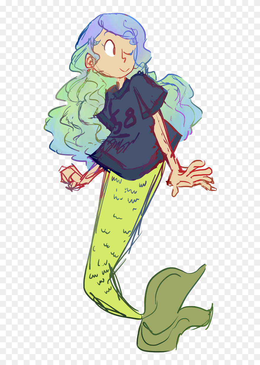 Mermaid W Mermaid Hair - Cartoon Clipart