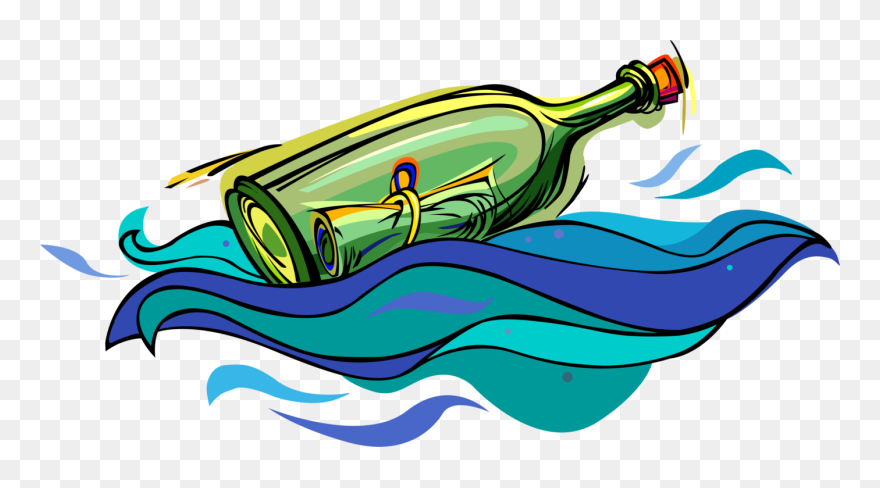 Vector Illustration Of Message In Bottle Form Of Communication Clipart