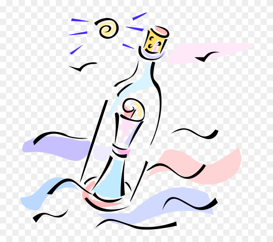Vector Illustration Of Message In Bottle Metaphor Of Clipart