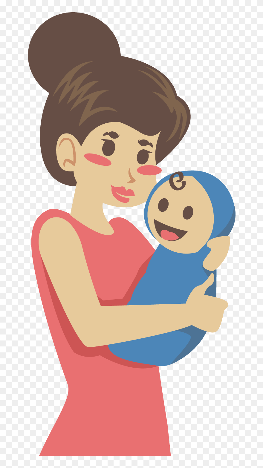 Mother Clip Art - Baby And Mom Cartoon - Png Download
