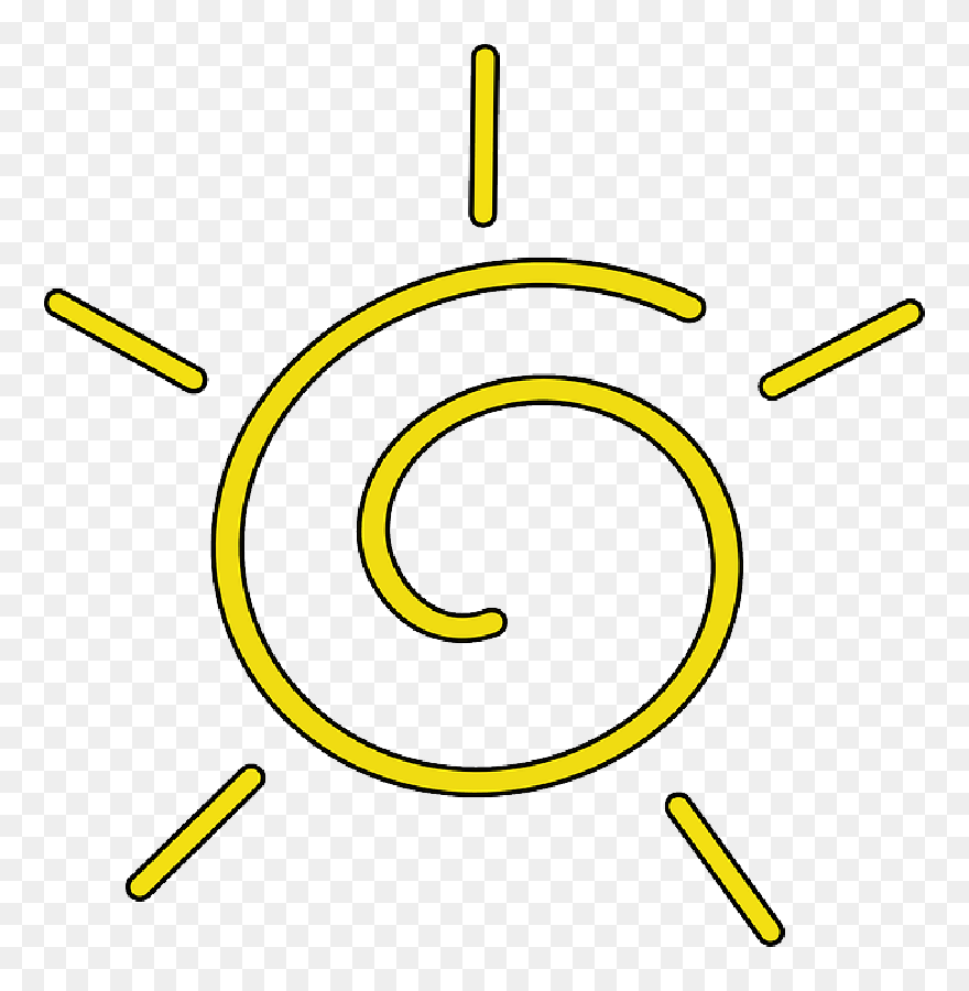 Black, Outline, Symbol, Yellow, Sun, White, Cartoon - Sun Clipart With No Background - Png Download