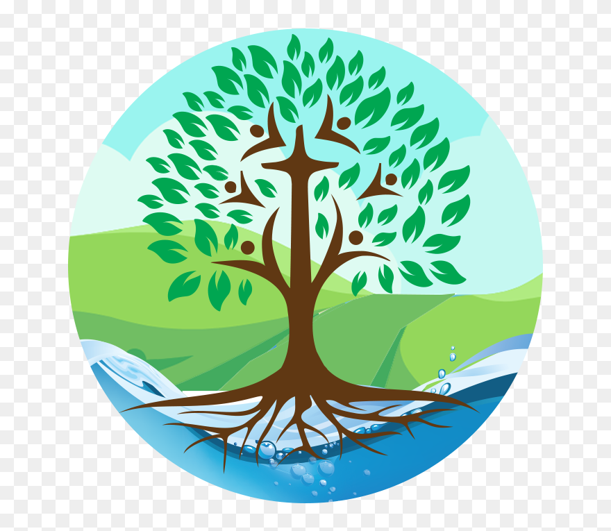 The Living Water School - Root And Water Logo Clipart