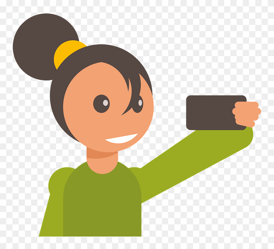 Selfie Girl Clipart - Selfie Çeken Insan Animasyon - Png Download
