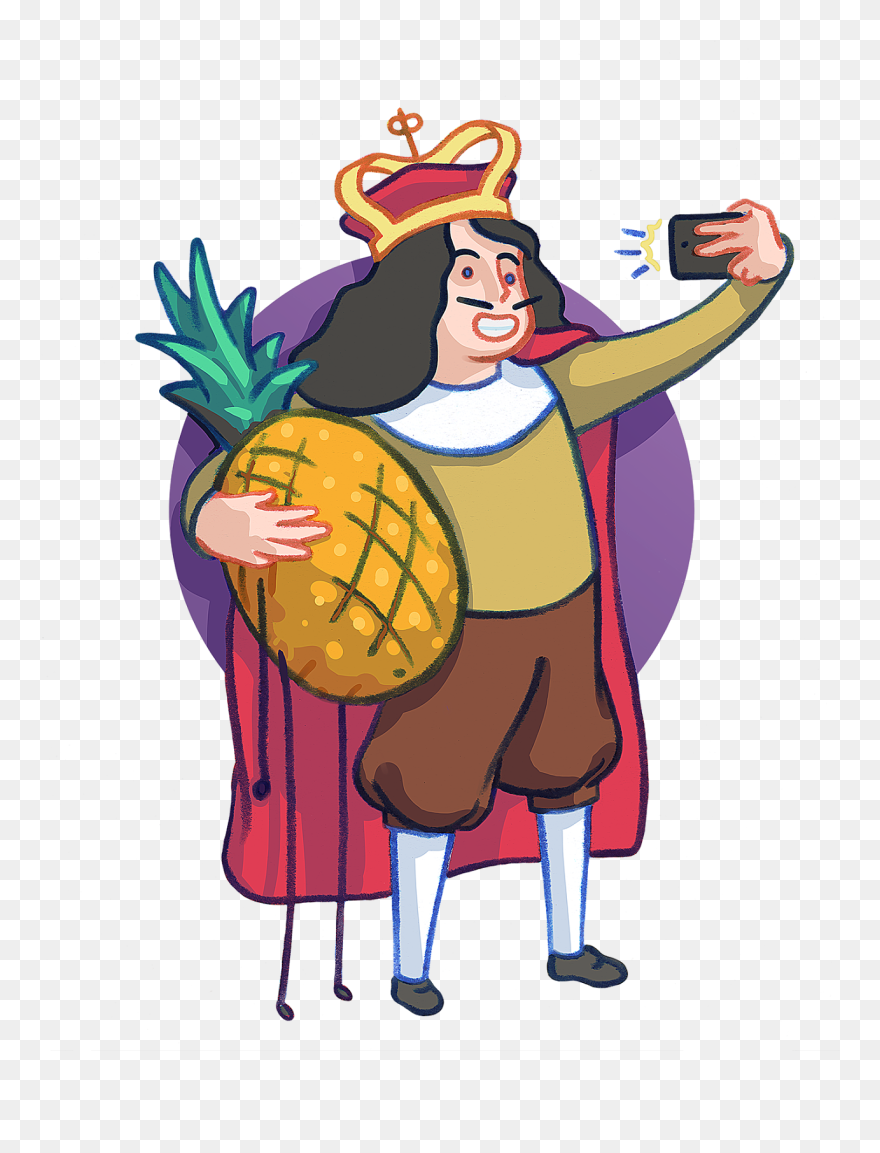 Illustration By Steven Twigg Of A King Holding Pineapple, - Cartoon Clipart