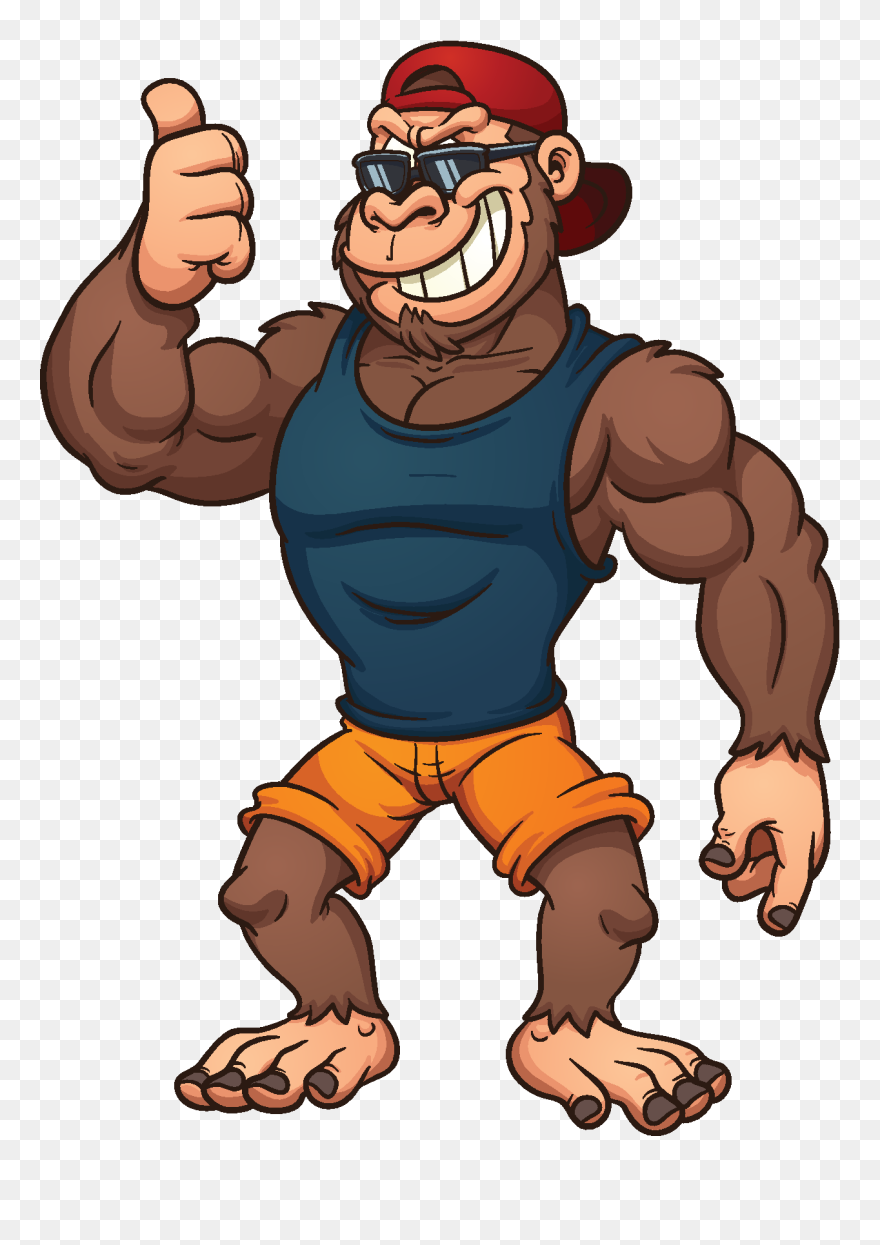 Full - Cartoon Gorilla Standing Up Clipart