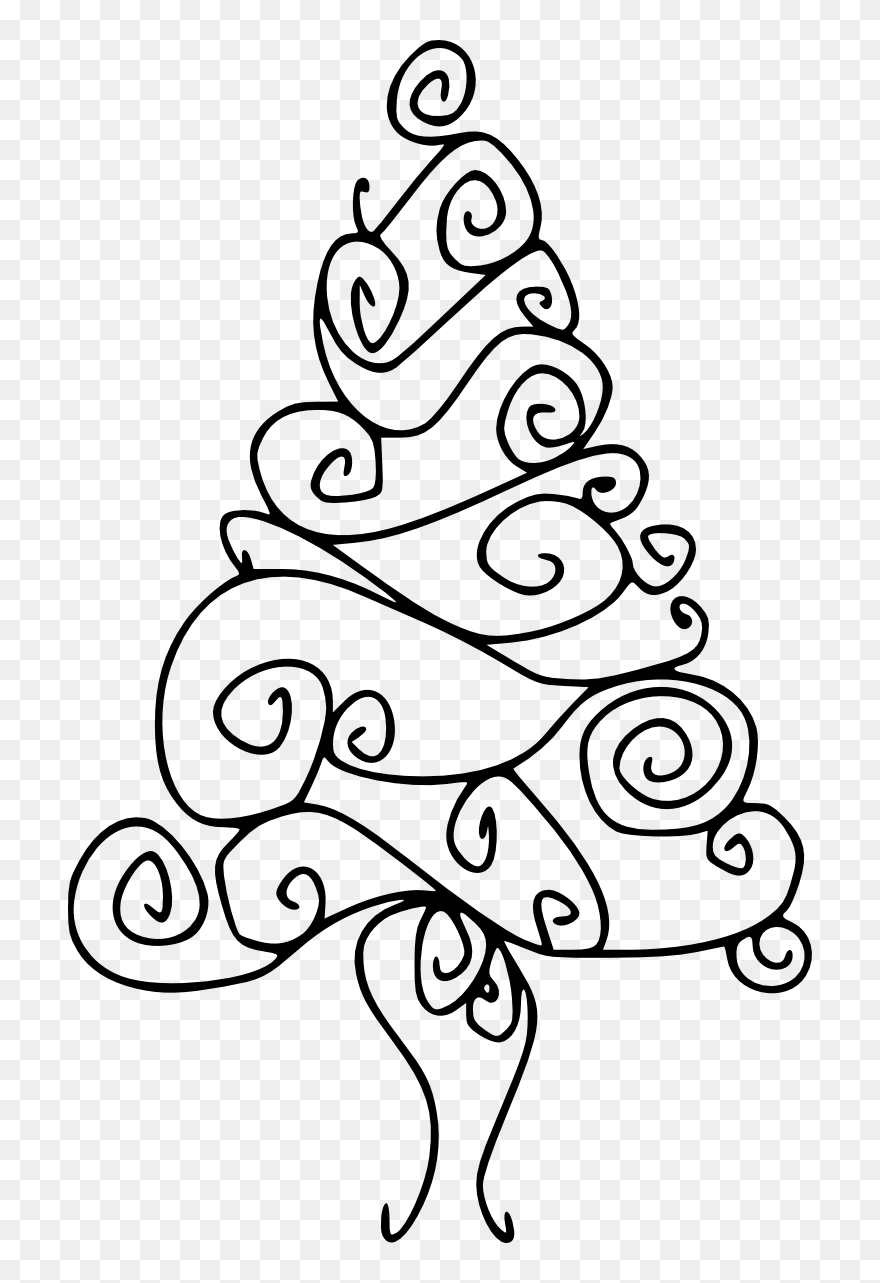 Swirly Tree Clipart Clipart Free Swirl Christmas Tree - Christmas Tree Drawing Png Easy Transparent Png