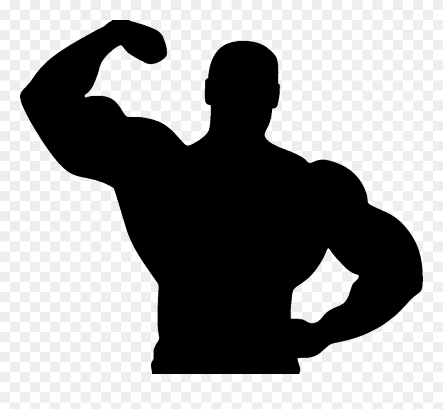 Bodybuilding Physical Clip Art - Muscular Man Silhouette - Png Download