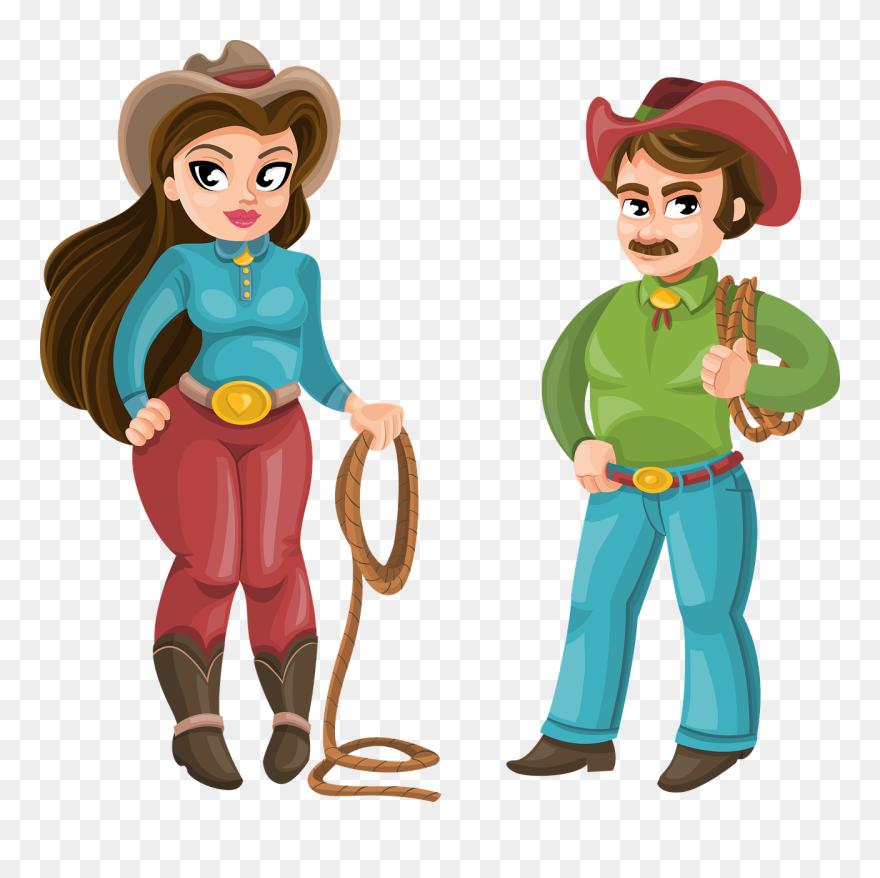 Cowboy And Girl Cartoon Clipart