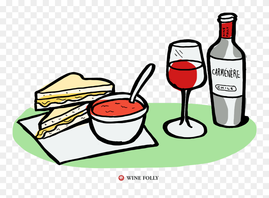 Grilled Cheese And Tomato Soup Pairs With Carménère Clipart
