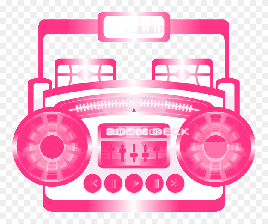 Boombox, Boom Box, Cassette Recorder, Ghetto Blaster - 80s Colorful Boombox Transparent Background Clipart