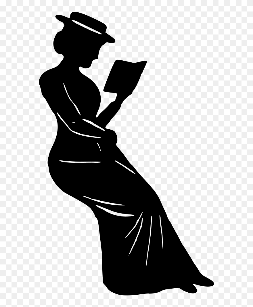 Silhouette Woman Reading Clipart - Png Download