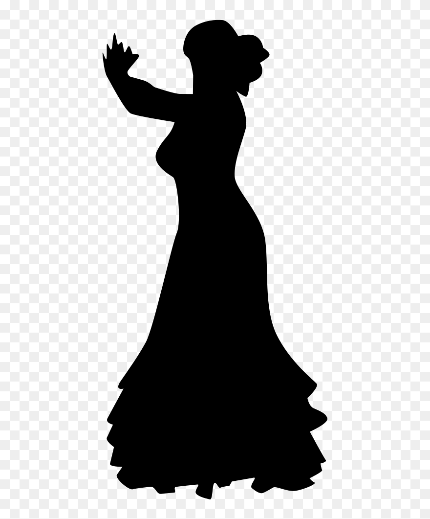 Flamenco Female Dancer Silhouette - Lady Dance Icon Clipart