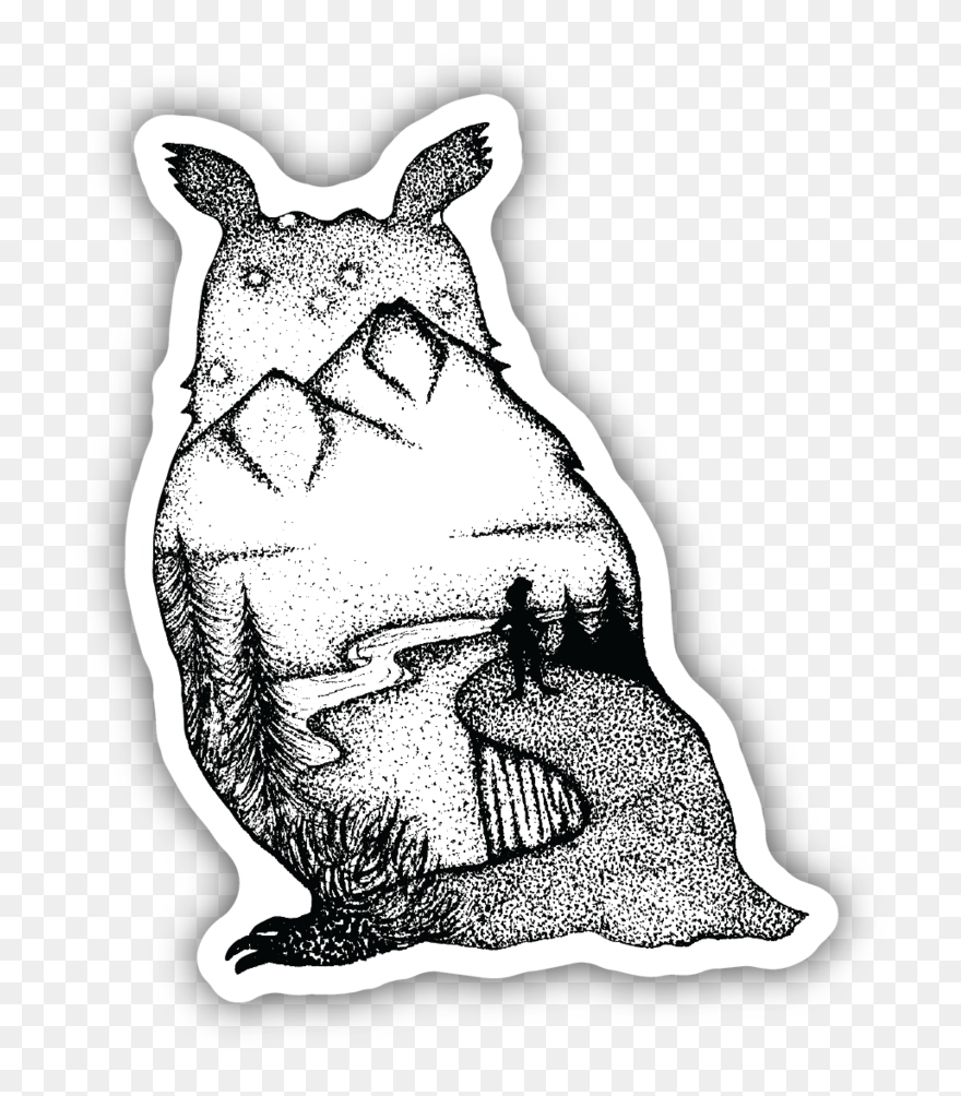 Owl Scene Sticker - Illustration Clipart