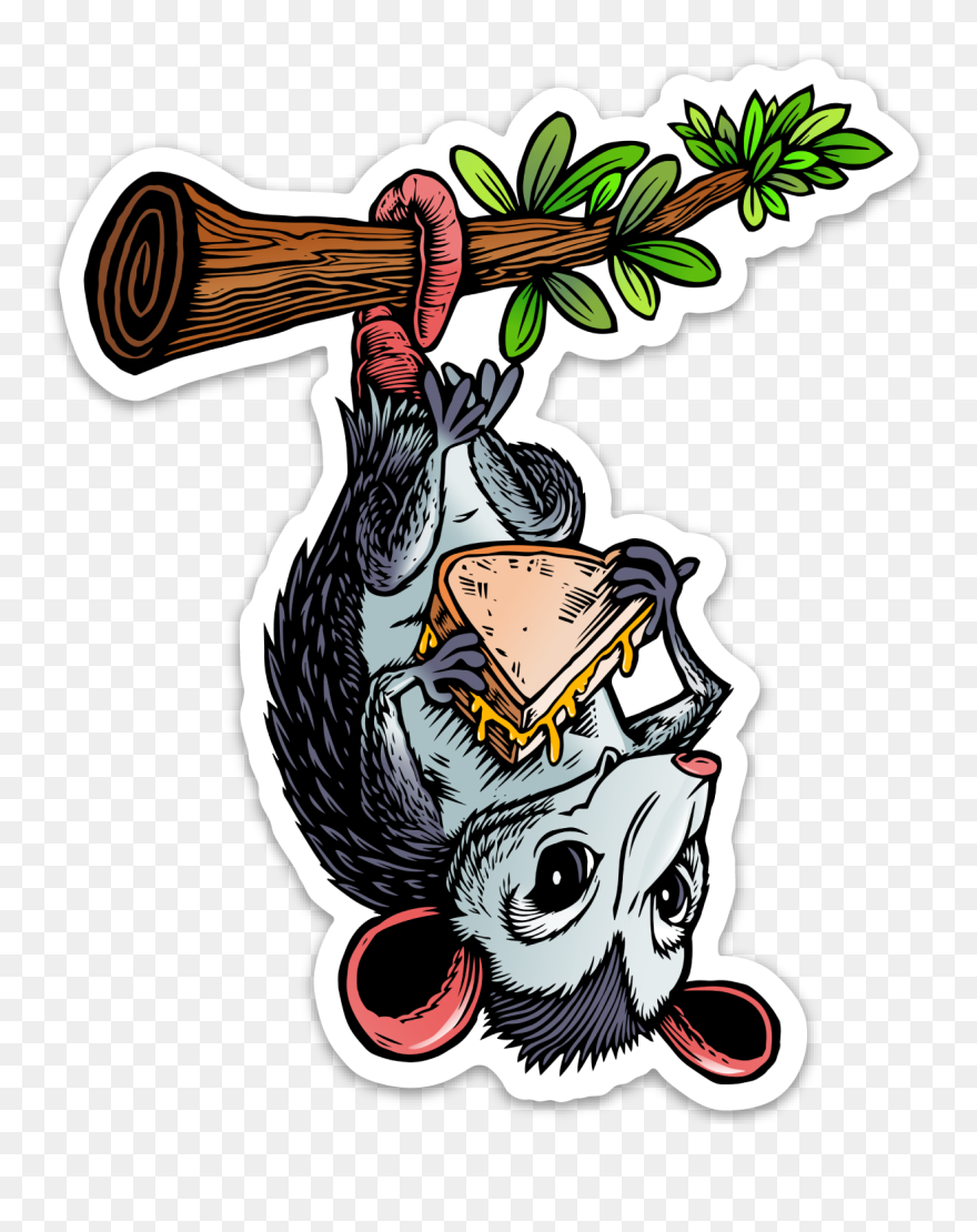 Opossum Eating Grilled Cheese Sticker Clipart