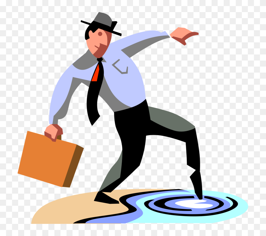 Vector Illustration Of Businessman Dips Toe To Test - Dip Toes In Water Clipart - Png Download