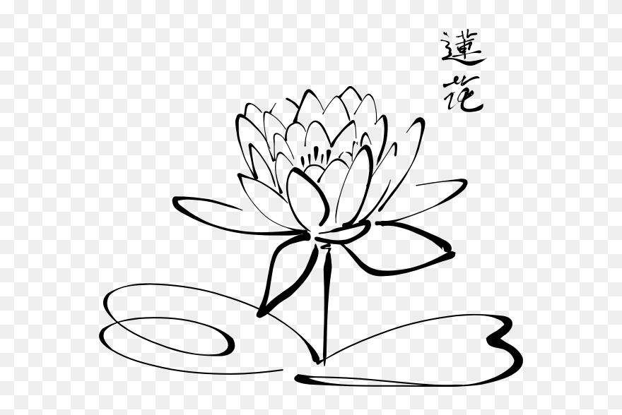 Lotus Calligraphy Vector Image - Flower Outline Art Clipart