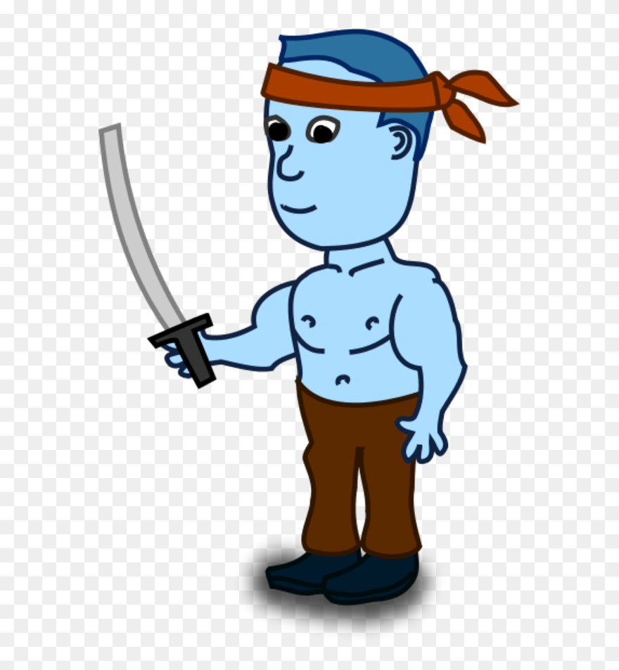Man Holding Sword And Wearing Head Band - Holding Sword Clipart - Png Download