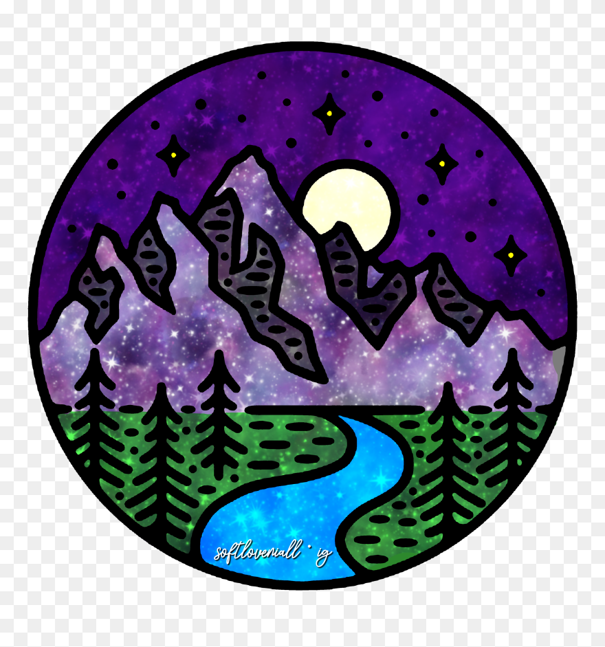 #forest #nighttime #wilderness #mountains #mountainrange - Circle Clipart