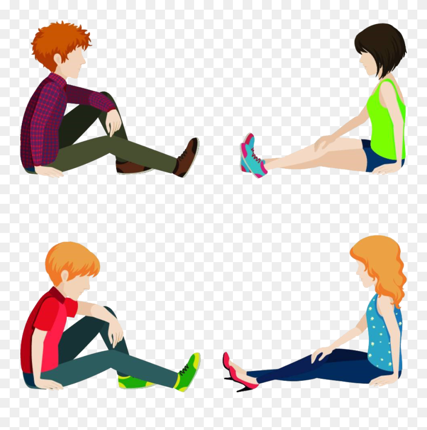 Resting Clipart Behavioral - Cartoon Sitting On The Ground - Png Download