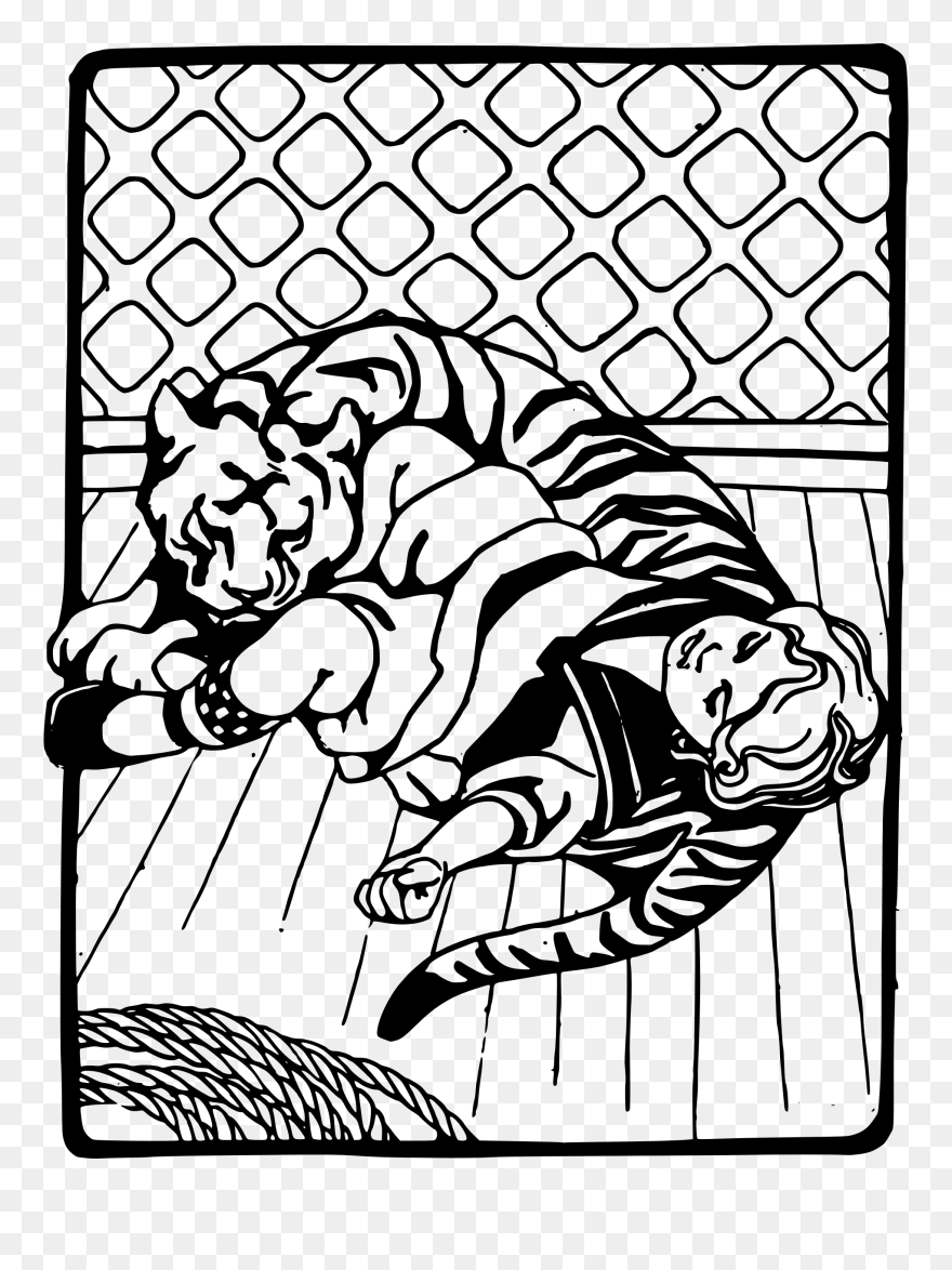 Hd Girl Sleeping With Tiger Free Unlimited Download - Sleeping Tiger Lineart Clipart