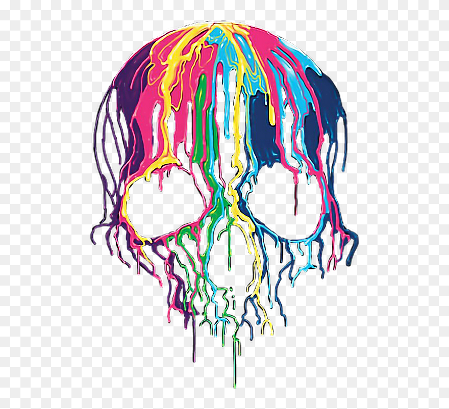 #skull #paint #rainbow #rainbowskull #skullrainbow - Skull Splatter Colorful Clipart