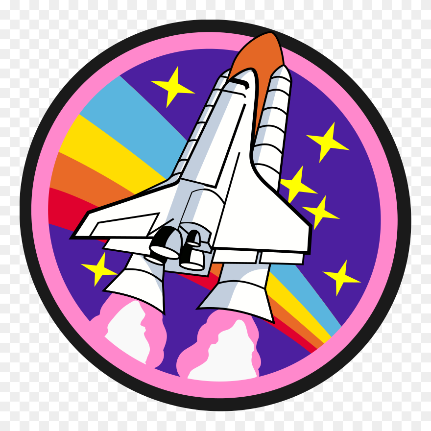 Rainbow Rocket Badge - Spaceship Stickers Clipart