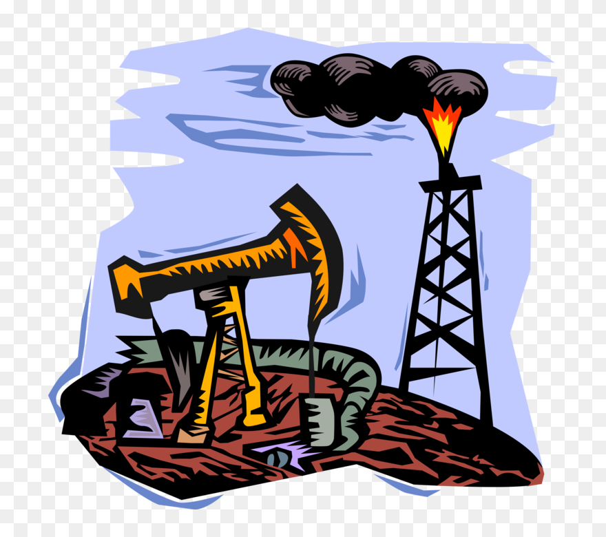 Vector Illustration Of Oil Drilling Derrick And Oil - Petroleum Oil Clip Art - Png Download