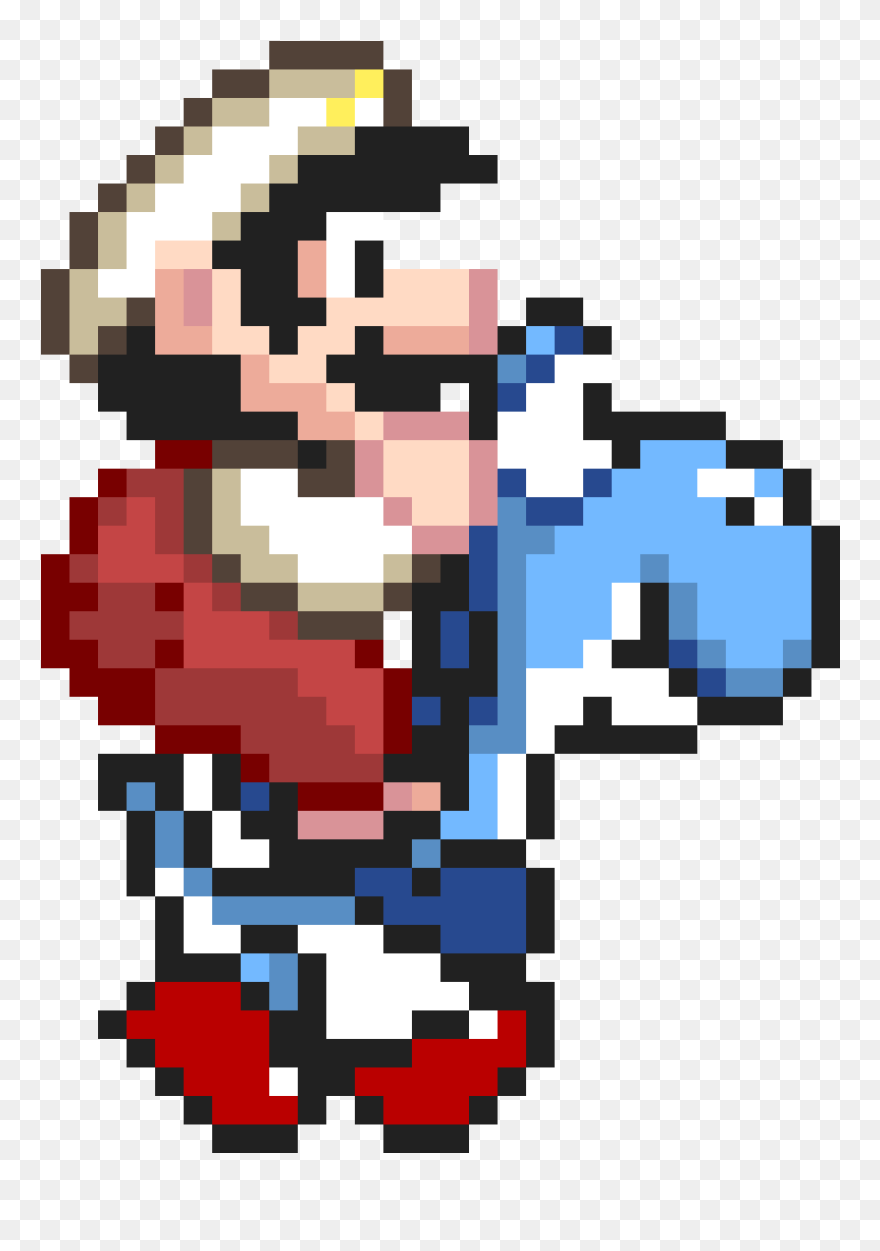 Super Mario World Fire Flower Blue Yoshi - Pixel Art Super Mario World Yoshi Clipart