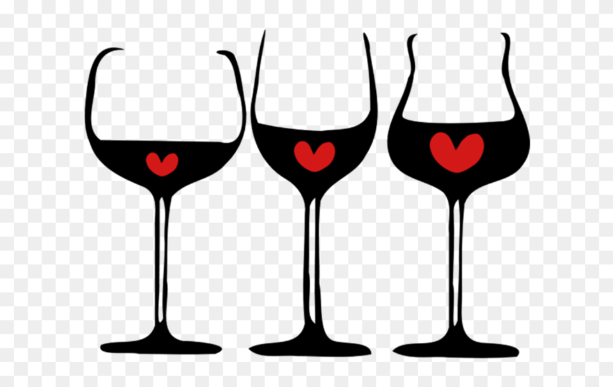 Hearts Clipart Wine - Free Wine Glass Clip Art Black White - Png Download