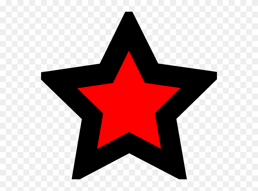 Transparent Black Stars Png - Red Star Black Outline Clipart