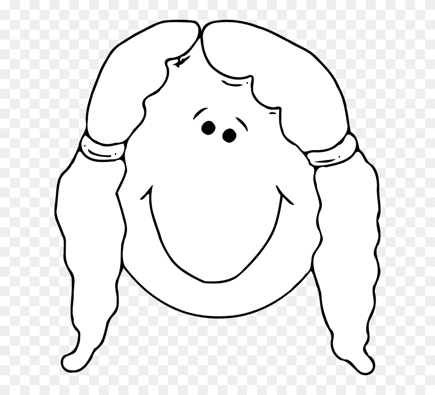 Girl Face Outline Clipart - Png Download
