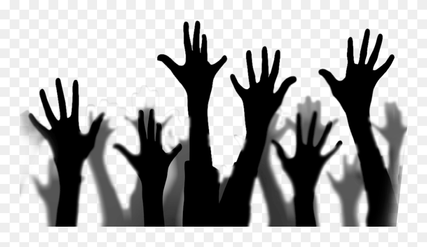 Finger Hand Clip Art - Raised Hands Silhouette Png Transparent Png
