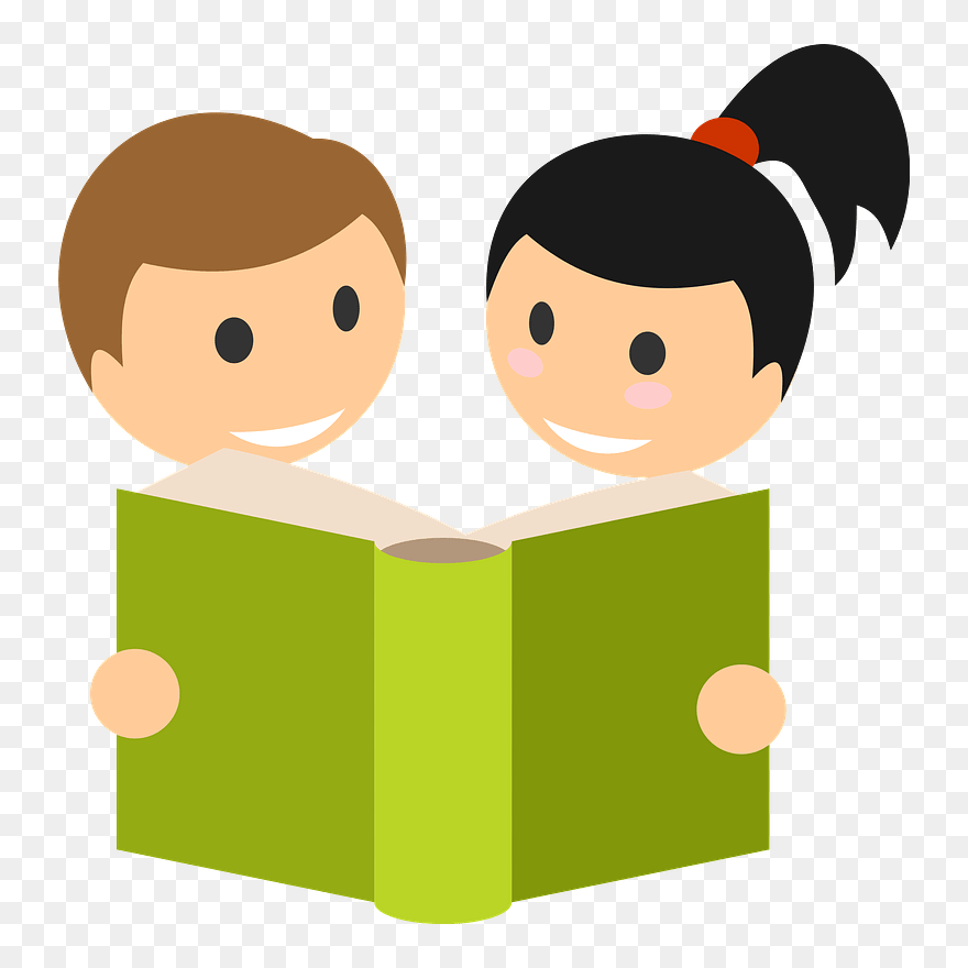 Children Read Book Clipart - Gambar Kartun Anak Sedang Membaca Buku - Png Download