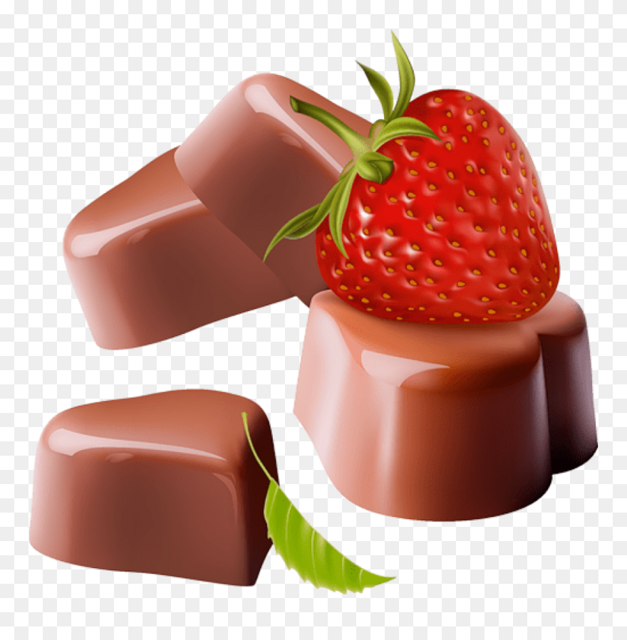 Chocolate Candy Hearts With Strawberry Png Clipart - Transparent Background Strawberry Clipart
