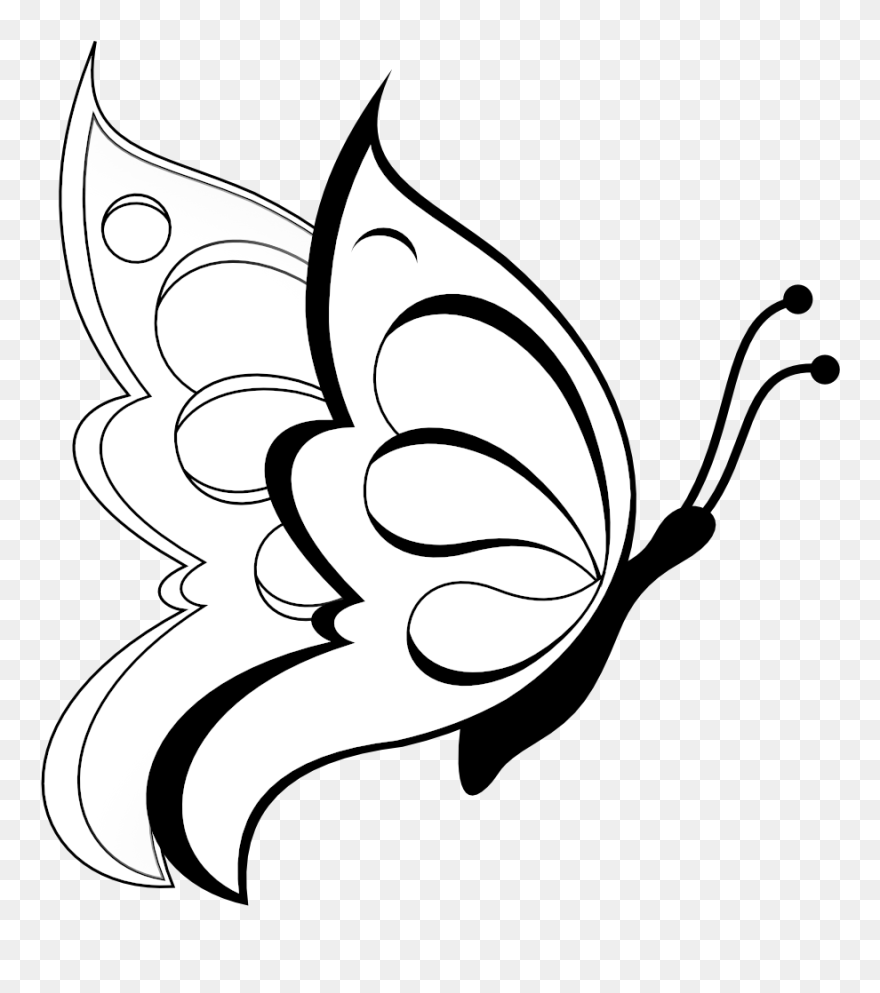 Black And White Butterfly Clipart - Png Download