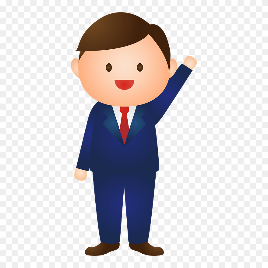 Business Man Raise Hand Clipart - 手 を 挙げる イラスト フリー - Png Download