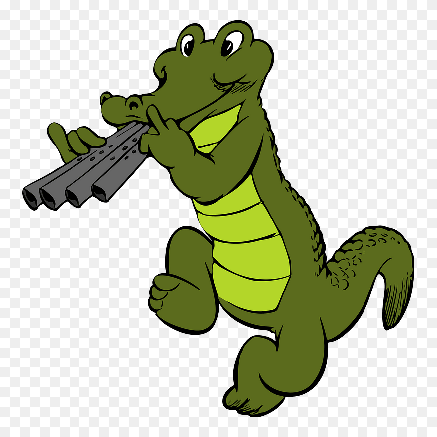 Musical Crocodile Colour Clipart - Crocodile Drawing With Colour - Png Download