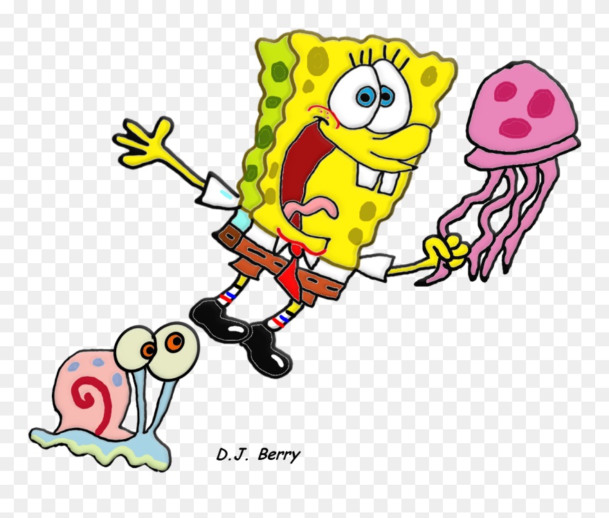 Spongebob And Gary And A Jellyfish - No Parking Berry Nickelodeon Clipart