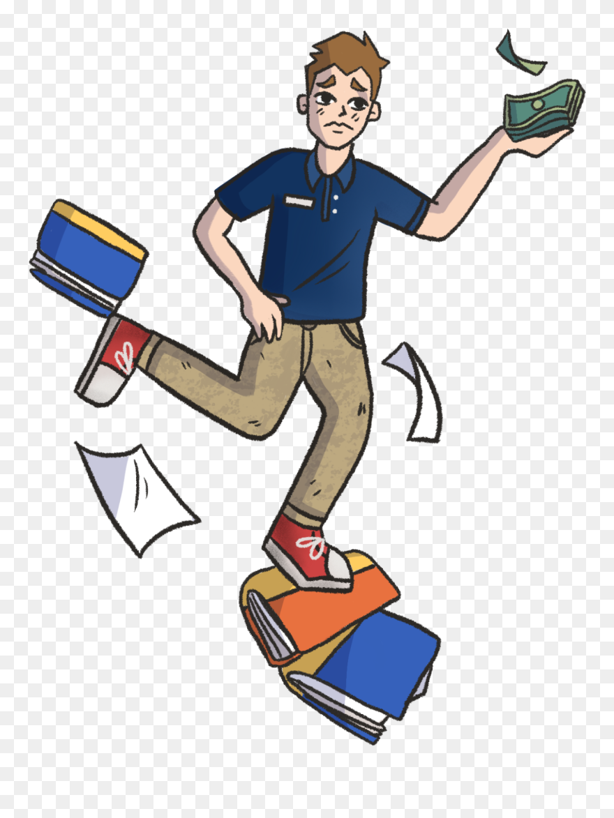 Student Workers Study Hard And Work Even Harder"
 - Cartoon Clipart