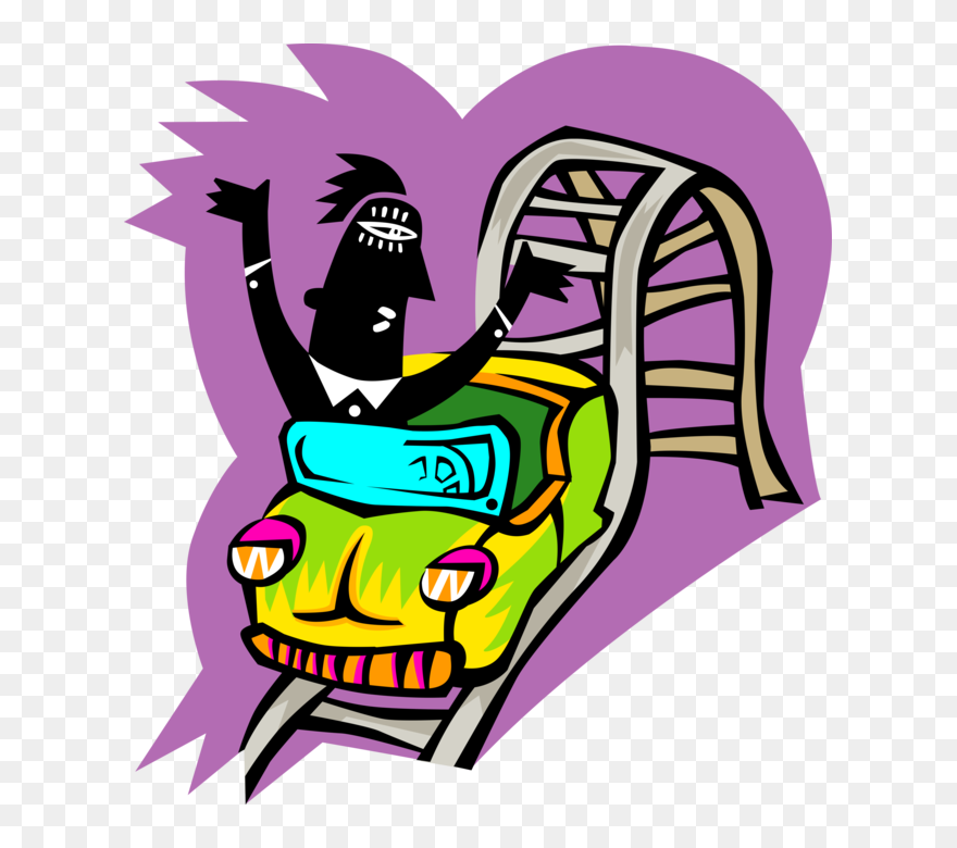 Vector Illustration Of Roller Coaster Rider Enjoys - Emotional Rollercoaster Clipart