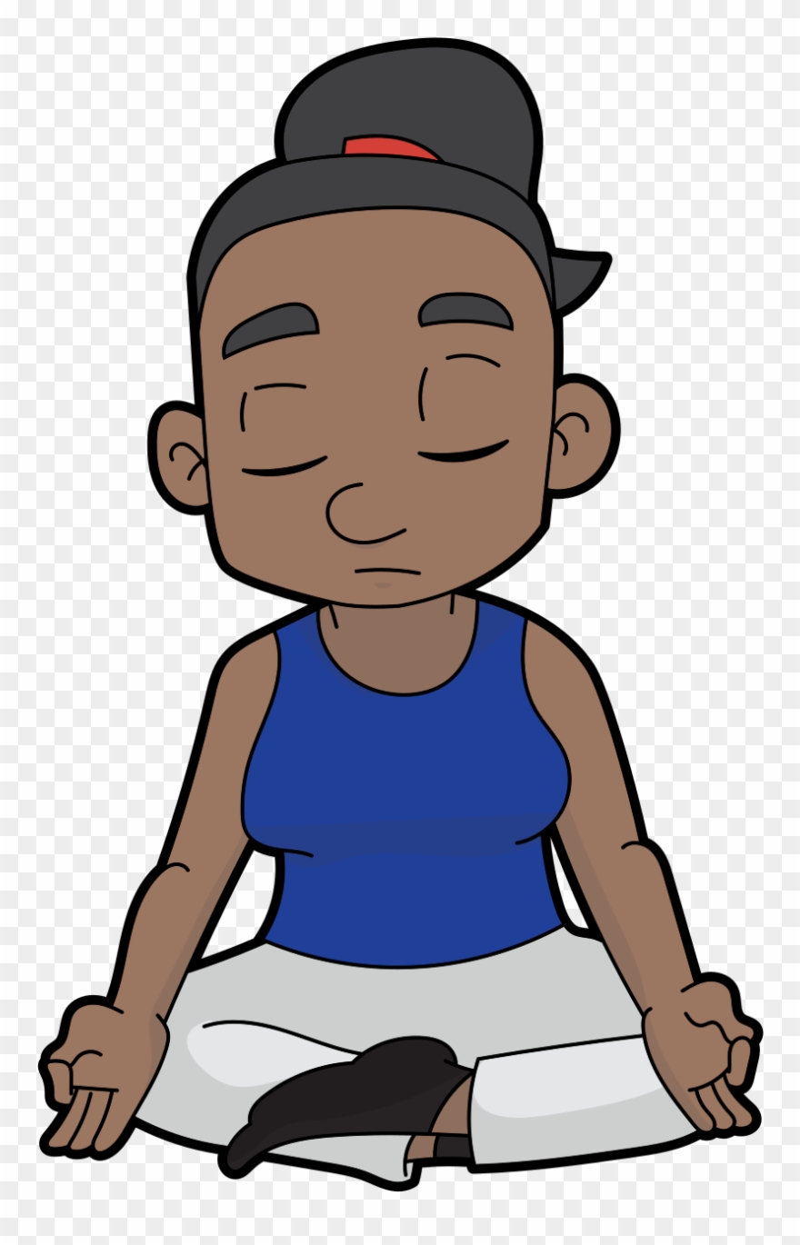 Open - Black Man Meditating Cartoon Clipart