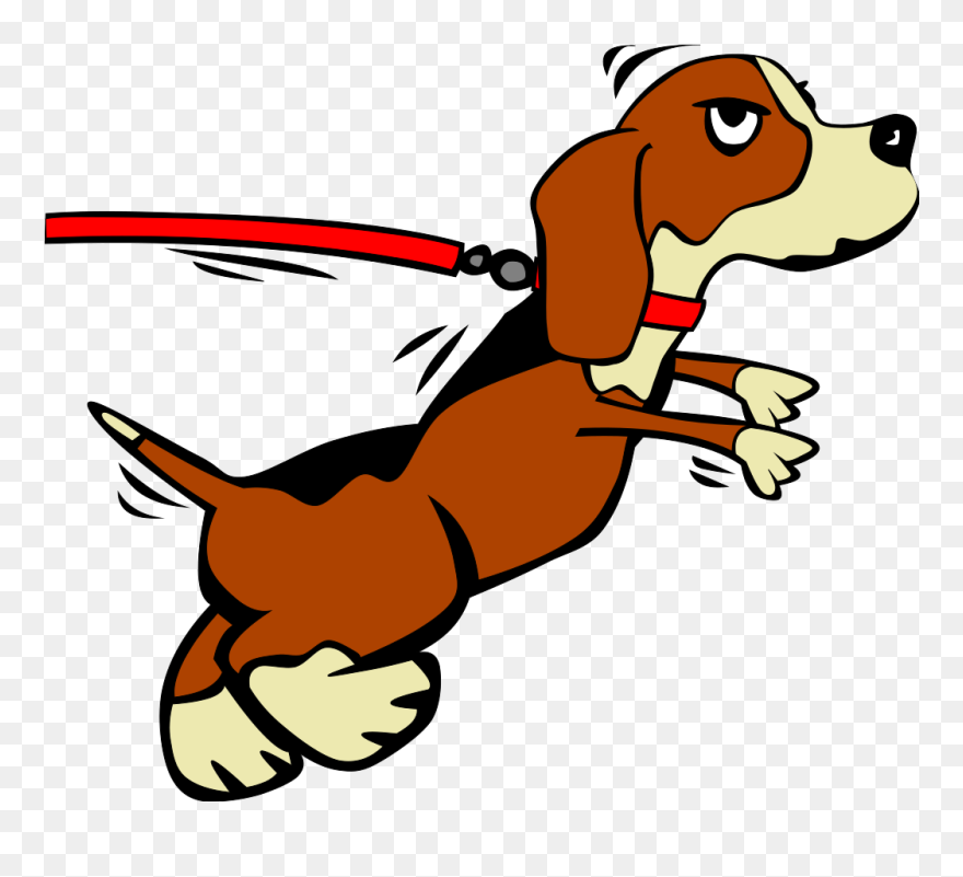 Whenever I Take My 70lb Dog For A Walk, She Pulls So - Dog On Leash Clipart - Png Download