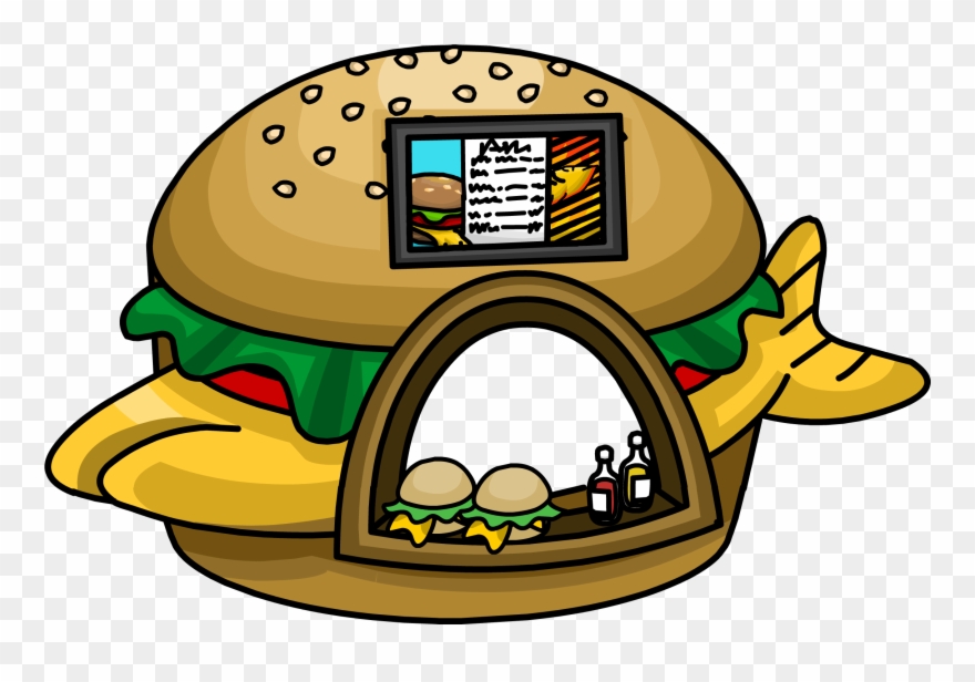 Jpg Black And White Fishburger Club Penguin Wiki - Club Penguin Food Clipart