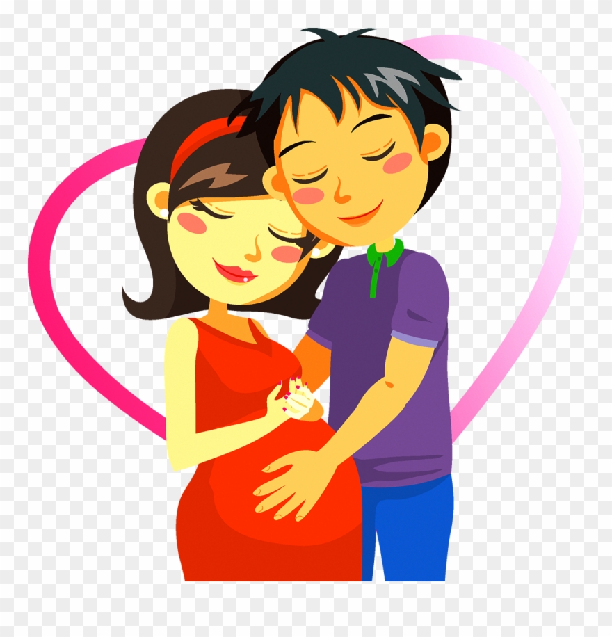 Cartoon Of Pregnant Woman Group Couple Clip - Mujer Embarazada Dibujos Animados - Png Download