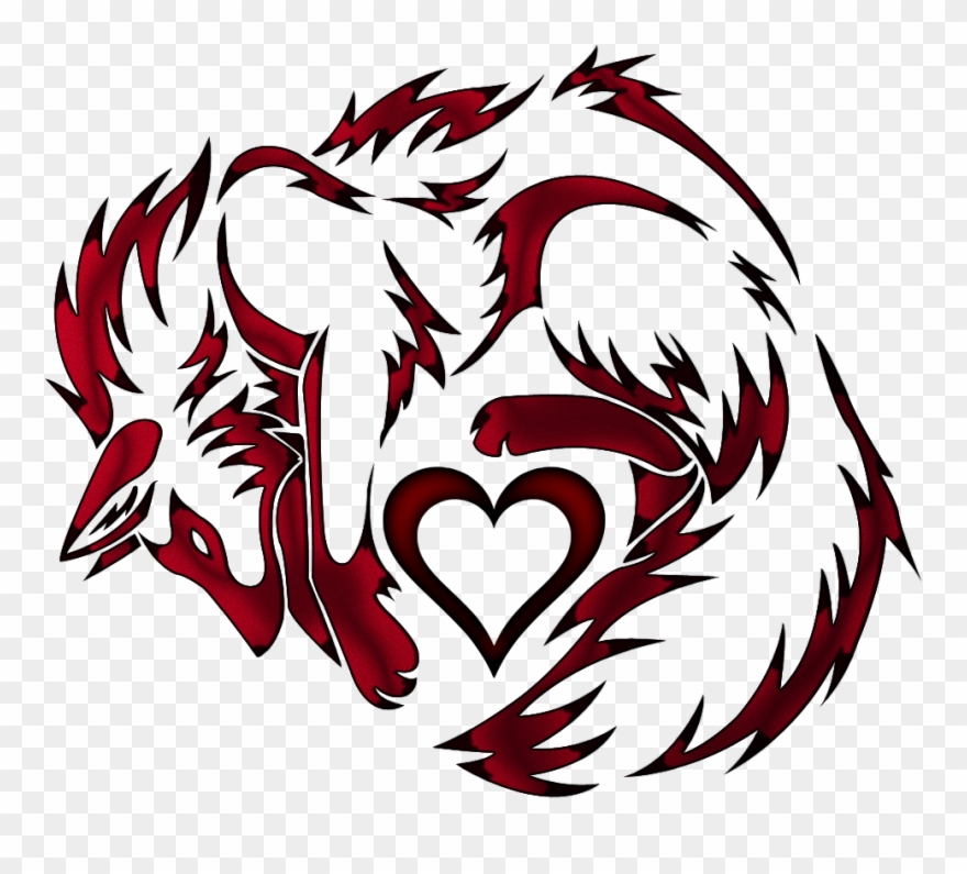 Nine-tailed Fox Tattoo Kitsune Clip Art - Wolf Heart - Png Download