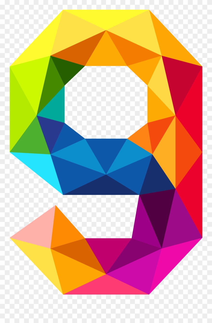 Colourful Triangles Number Nine - Number Nine Clipart