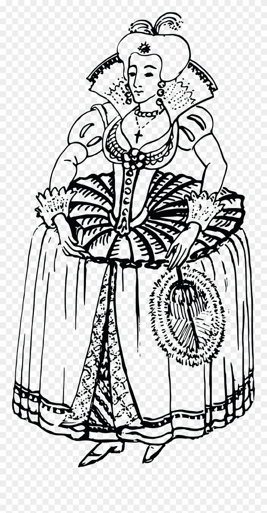 Download Eps Svg Free Clipart Of A Rich Lady Farthingales Black And White Png Download 577740 Pinclipart